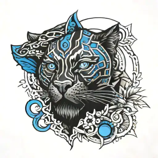 Black Panther With Blue Eyes Inside The Number 55