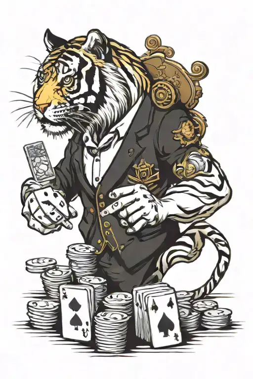 Tiger Playing Poker