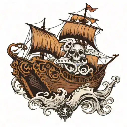 Kraken Pirate Ship Sailing Towards