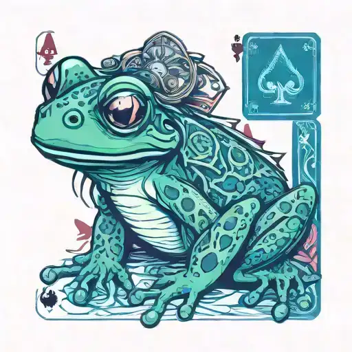 Cartoon Frog Playing Poker Cards