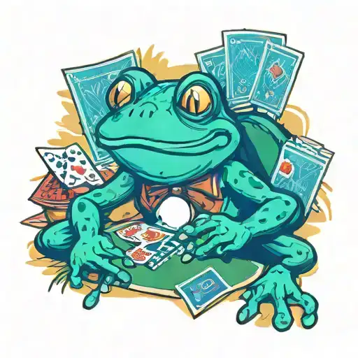 Cartoon Frog Playing Poker