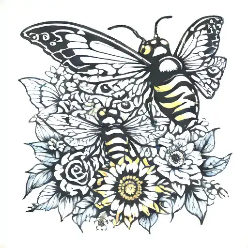 Sun Dragonfly Bee Butterfly Ladybug