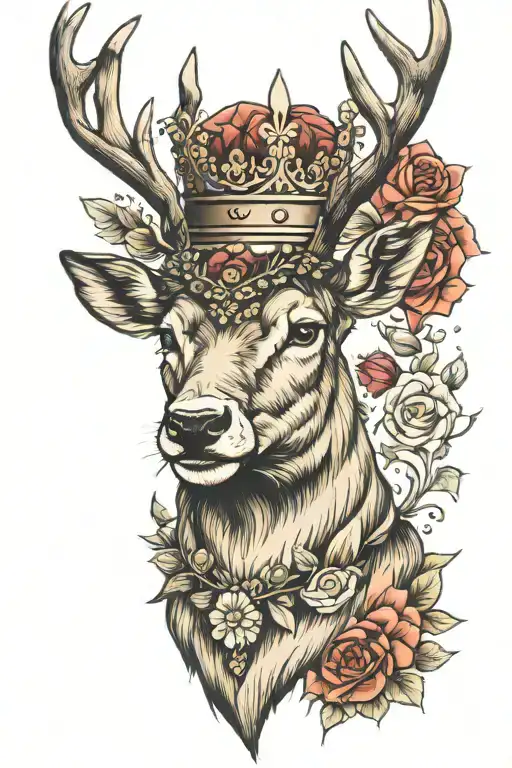 Stag Wearing Crown