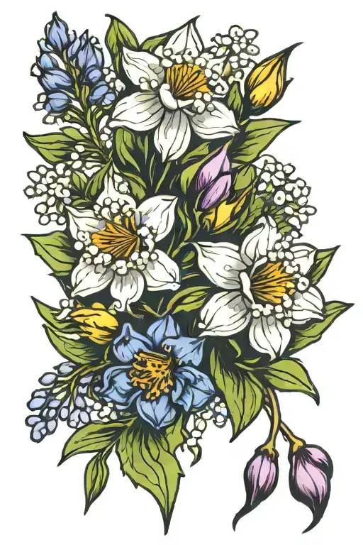 Lily Of The Valley Daisy Larkspur Daffodil And Aster