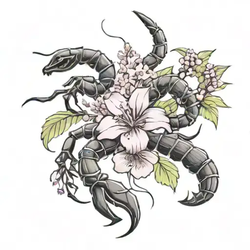 Scorpion And Lilac Flower