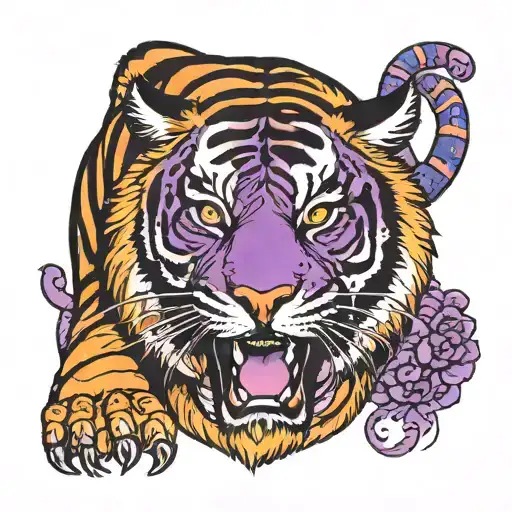 Tiger With A Purple Turtle Shell On His Back