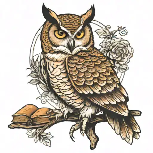 Horned Owl Perched On Bible