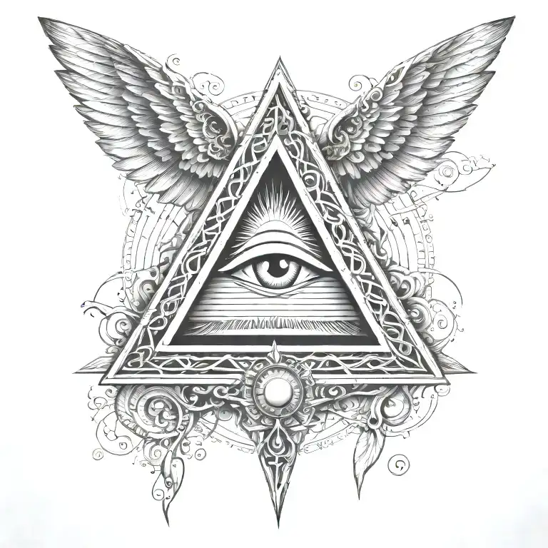 Filigree All Seeing Eye Pyramid Wings In Background Anunnaki Tribal