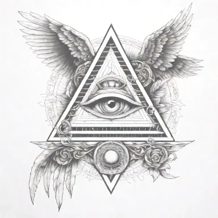 Filigree All Seeing Eye Pyramid Owl Wings In Background Anunnaki Egyptian