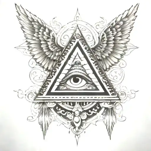 Filigree All Seeing Eye Pyramid Wings In Background Anunnaki