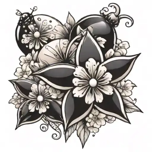 Cherry-blossom Nautical Star Balloons Ladybug