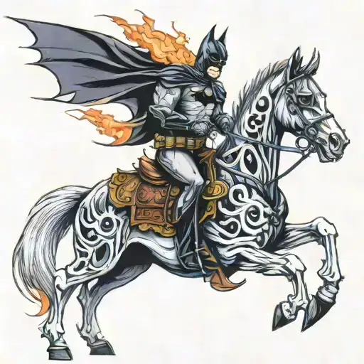 Batman Riding A Burning Skeleton Horse