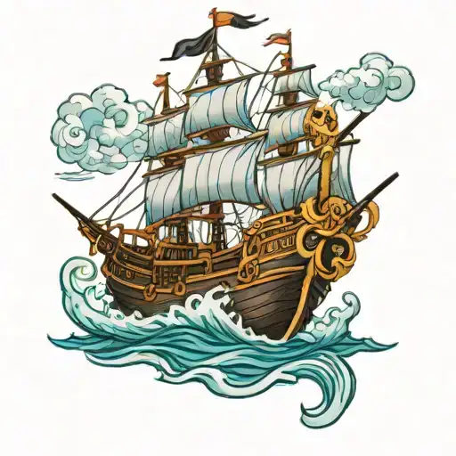 Pirate Ship With Lion Figurehead