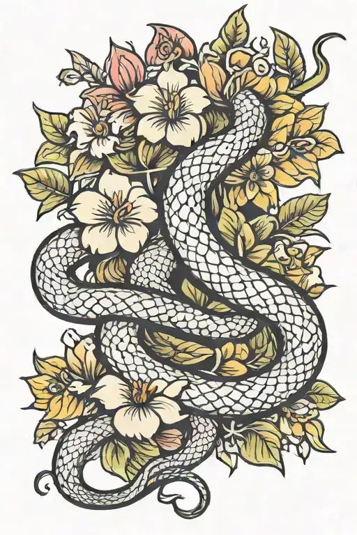 Snake And Flowers