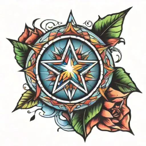 Circle Inside Crystal Star Multi Colour