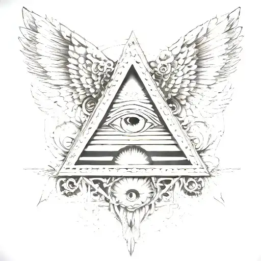 Filigree All Seeing Eye Pyramid Wings In Background Anunnaki