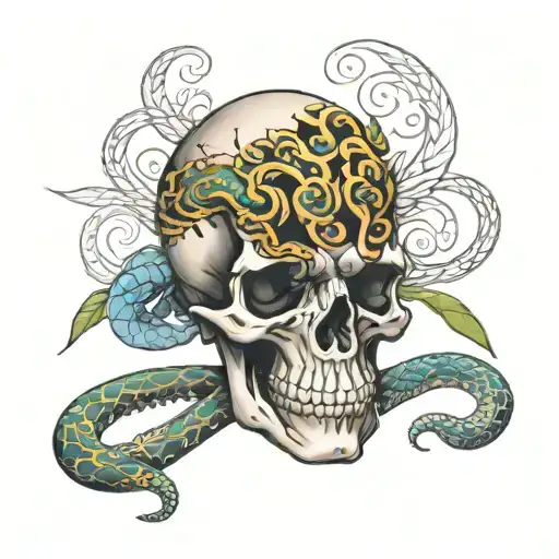 Skull With Snake Wrapped