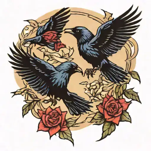 Two Headed Raven Flying