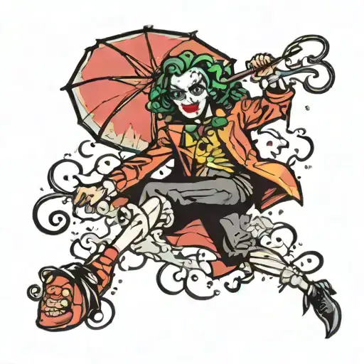 Girl Hitting The Joker With An Umbrella