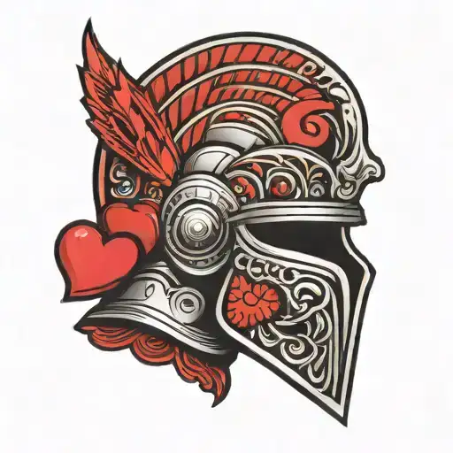 Sparta Style Helmet With Heart In The Background