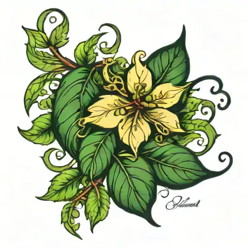 Vine On The Shoulder With Names On The Leaves