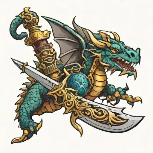 Mideviel Dragon Wrapped Around A Dagger