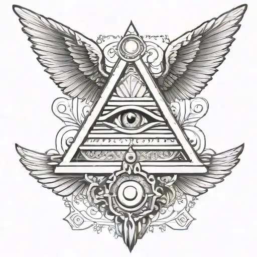 Filigree All Seeing Eye Pyramid Wings In Background Anunnaki