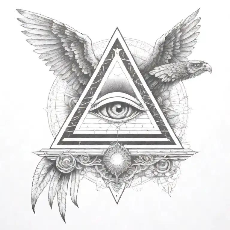 Filigree All Seeing Eye Pyramid Owl Wings In Background Anunnaki Egyptian Alien