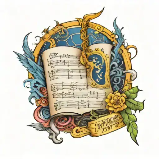 Final Fantasy X Logo With Sheet Music Surrounding It