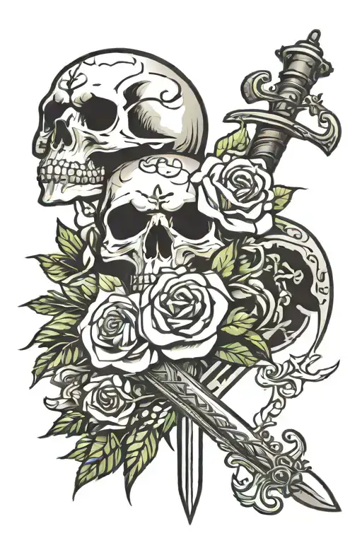 Skull Roses Sword