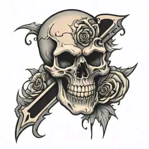 Skull With A Scar Shaped Like The Letter 'R' Integrated