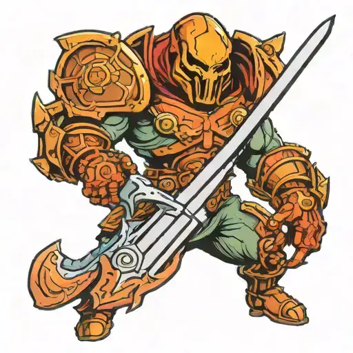 Doom Guy Holding A Crucible Sword