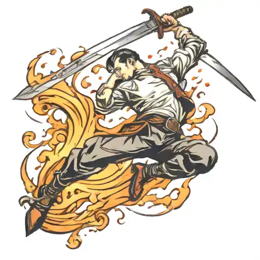 Person Falling On Own Sword