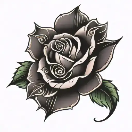 Small Tattoo Rose With Tribal