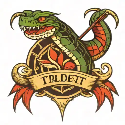 Snake And Trident In Forearm