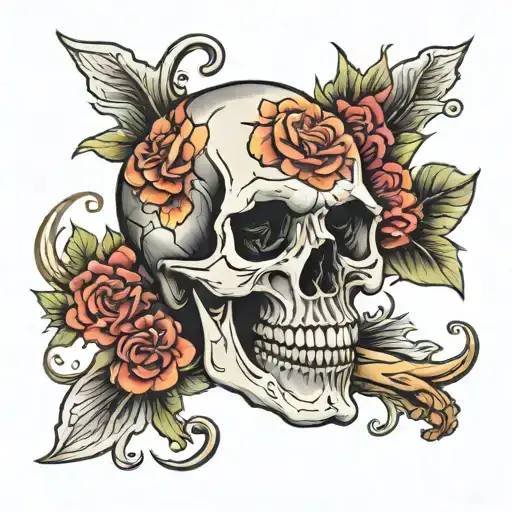 Half Spine With Skull