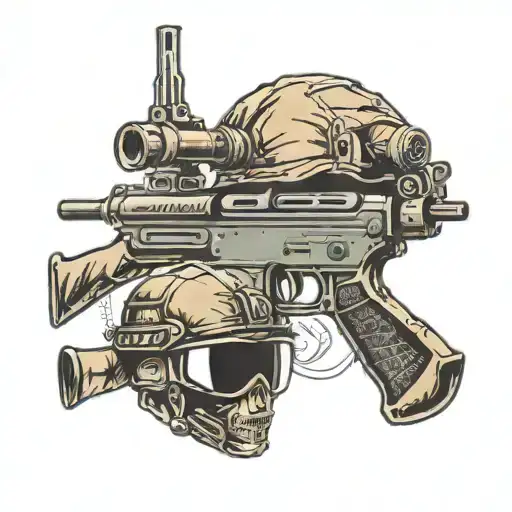 Berets Machine Gun And Helmet