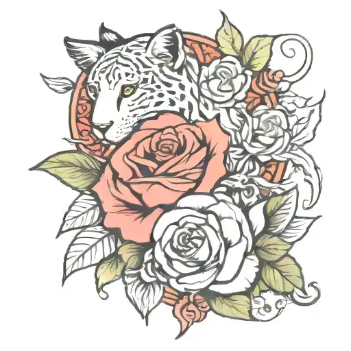 Animal And Roses Intertwined
