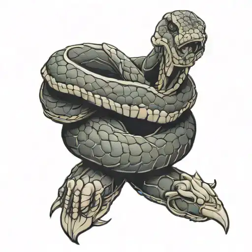 Snake Wrapped Around Praying Hands