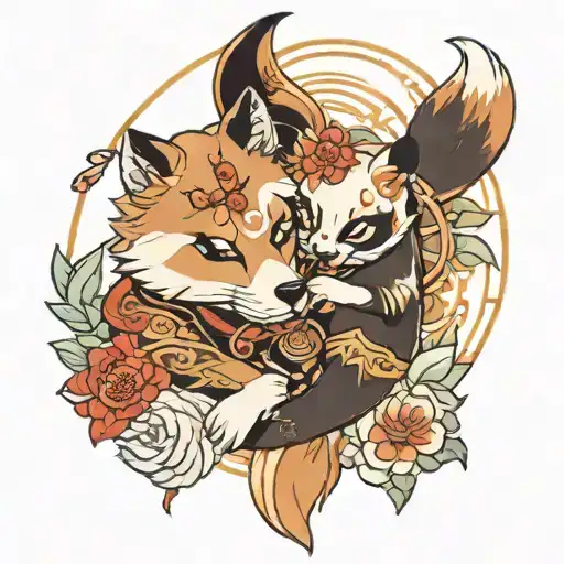 Kitsune And Panda Playing