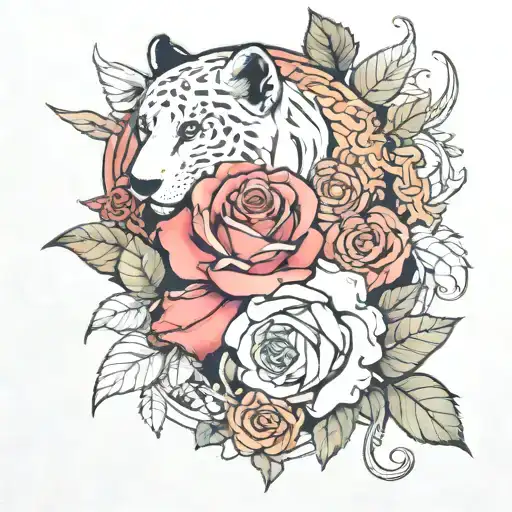 Animal And Roses Intertwined