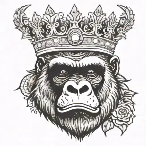 Gorilla Wearing Julius Caesar Crown
