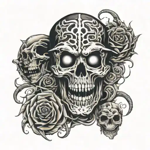 Dark Black Horror Tattoo Design Idea