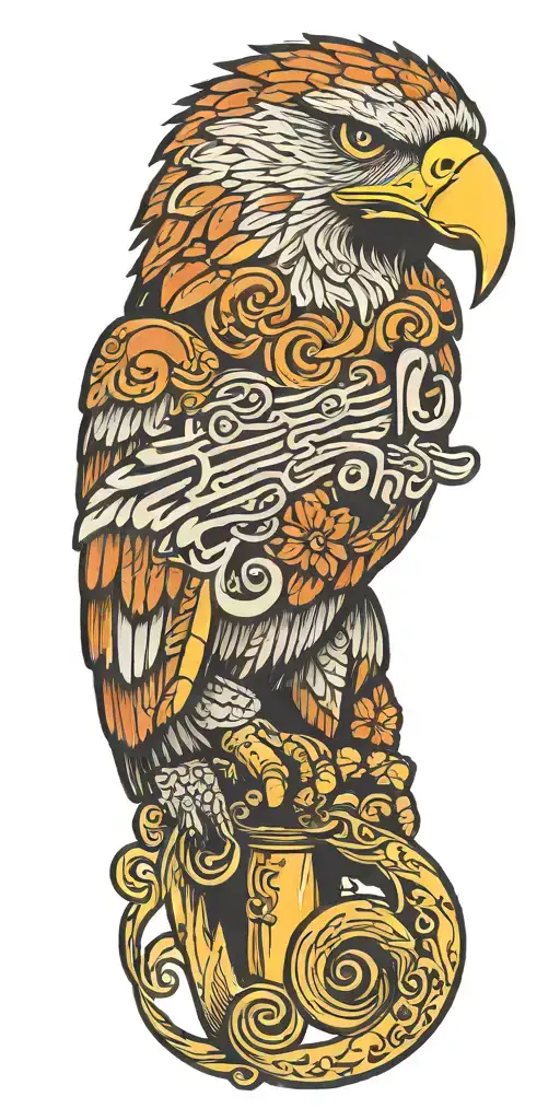 Music Notes Boxing Gloves Baseball Bat Eagle Perched 0206