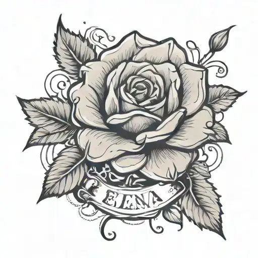 Grey Rose With Elena Written In The Stem