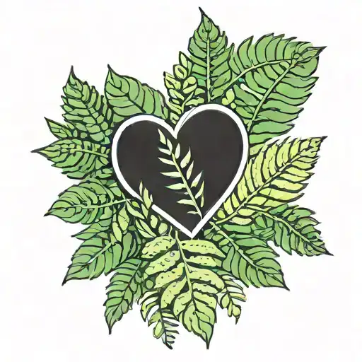 Line Heart With A Fern