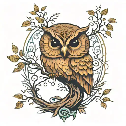 Tree Of Life With An Owl On Its Top