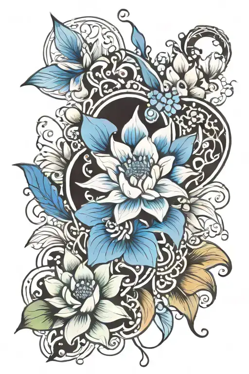 Norigae With Blue Lotus And Cat Paw Print