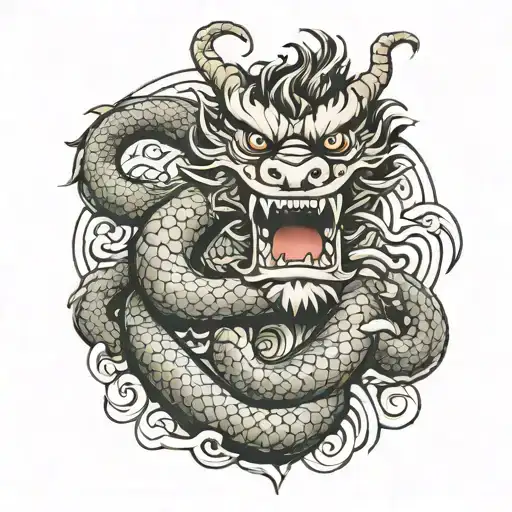 Chinese Dragon And Boxing Glove Holding
