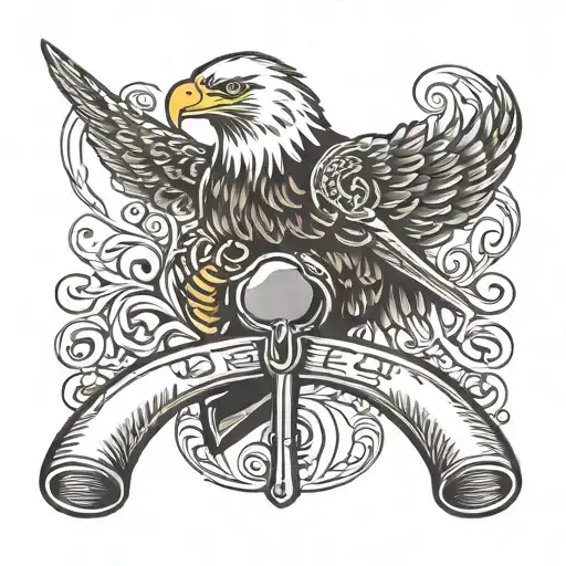 Boxing Gloves Baseball Bat Eagle Soaring Music Note Intertwined